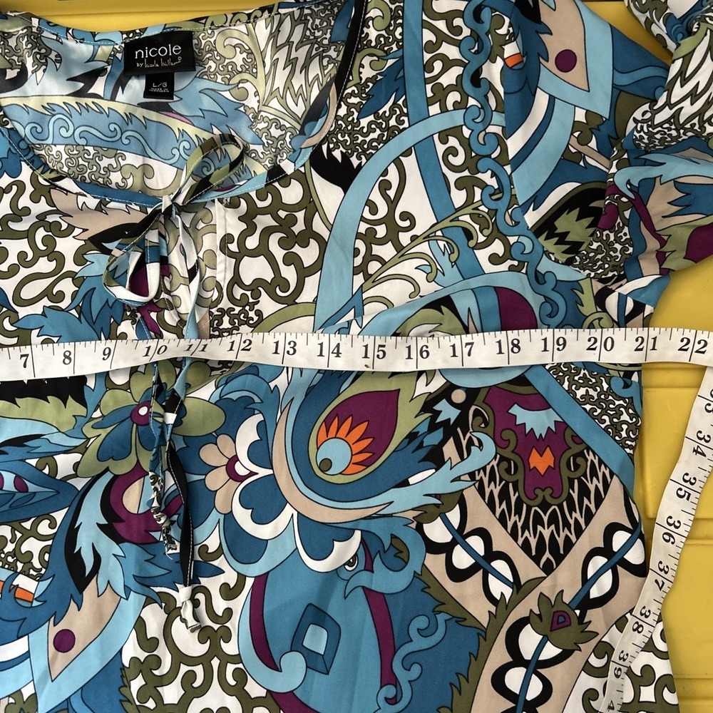Nicole by Nicole Miller Floral Artsy Tunic Vibrant Colors Size L - Picture 5 of 6